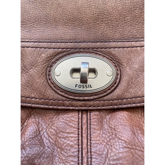 FOSSIL SOFT THICK QUALITY LEATHER MESSENGER CROSSBODY BAG, BROWN BUTTERY - Picture 6 of 7